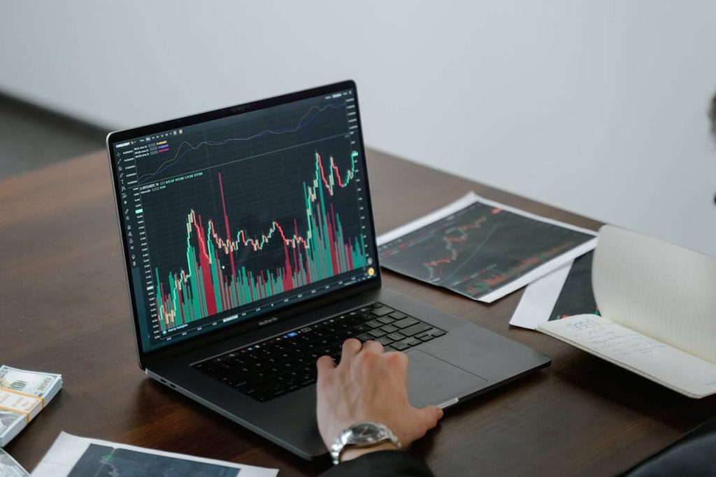 Financial charts and graphs showing data trends